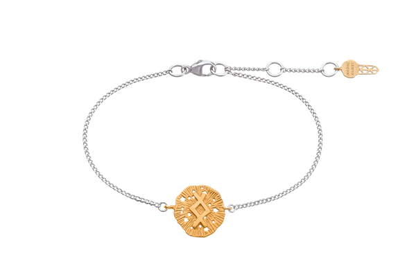 Браслет с руническим медальоном-амулетом Ингуз на цепочке, микс