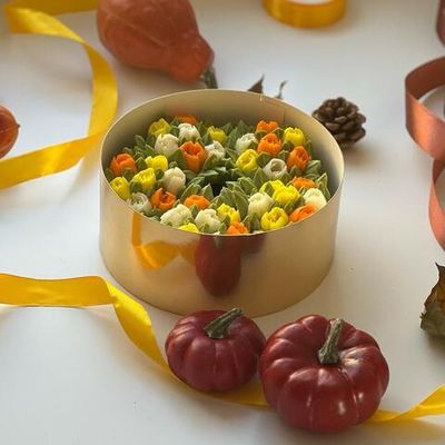 Букет капкейков тюльпаны в осенней палитре 5 шт