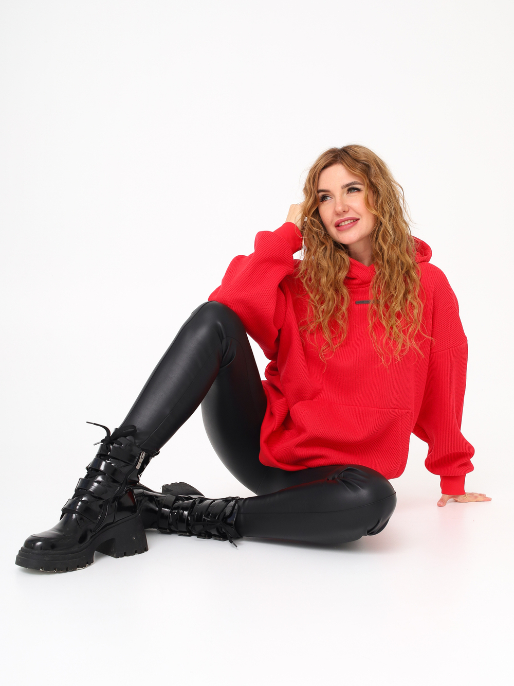 Лосины утепленные из экокожи, черные