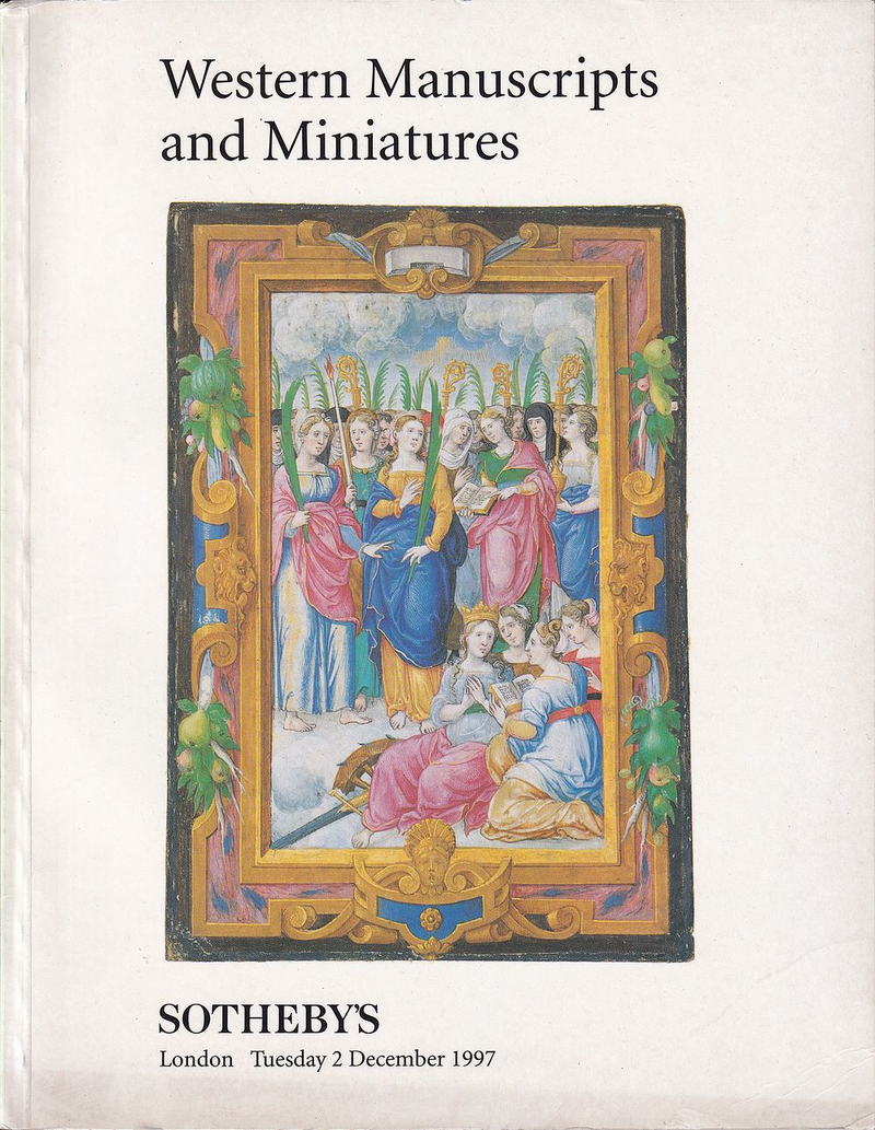 Каталог аукциона Sotheby's, Лондон, Западноевропейские рукописи и книжная миниатюра от 2 декабря 1997 года