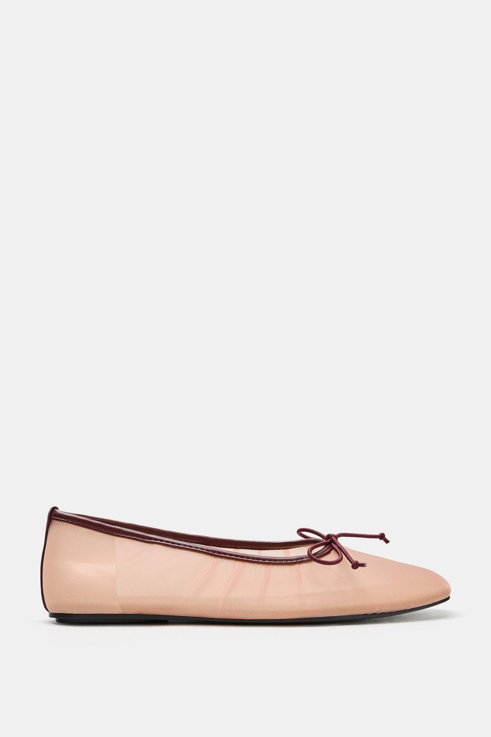 ZARA БАЛЕТКИ ИЗ СЕТКИ С БАНТОМ, РОЗОВЫЙ