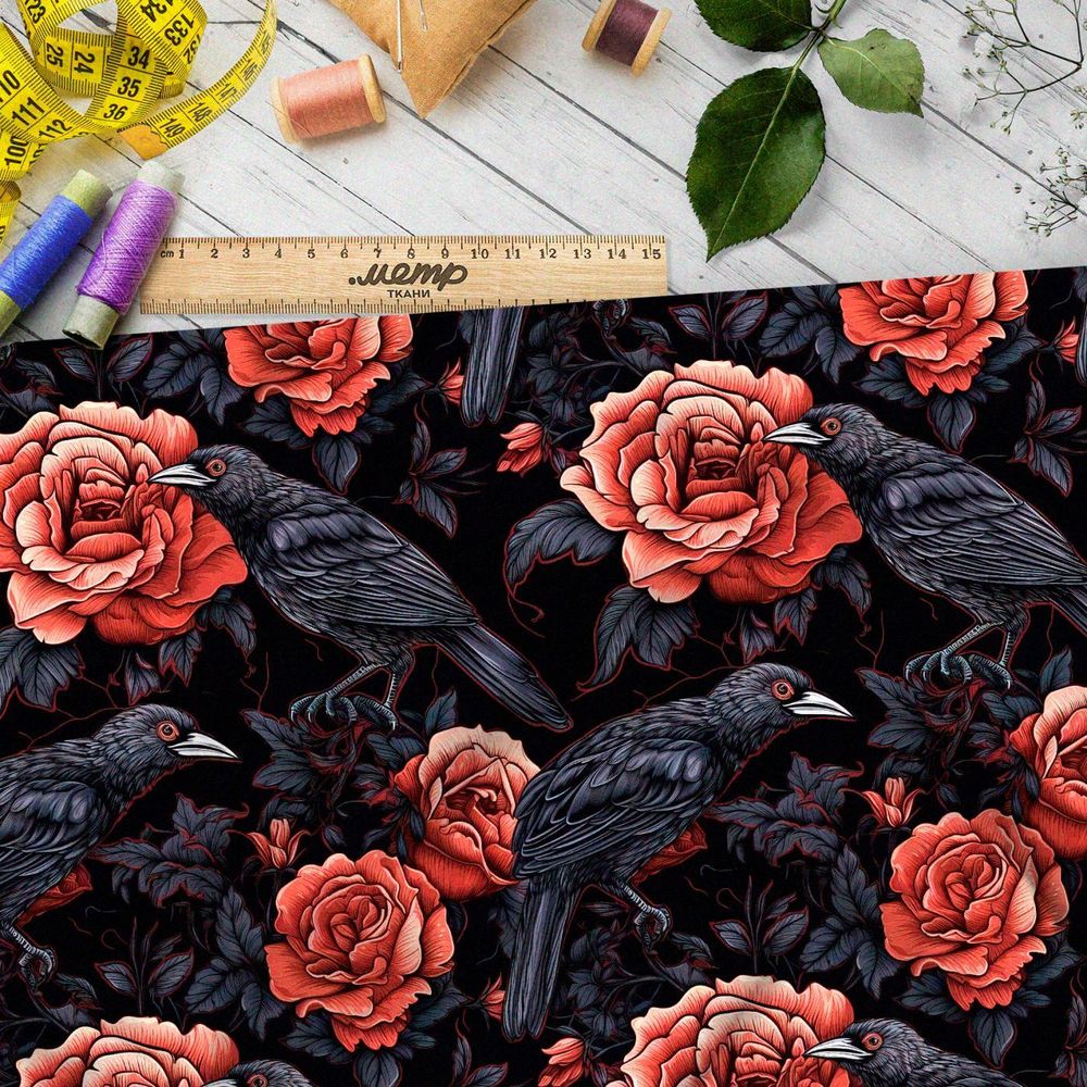 Ткань премиум мембрана живописные розы