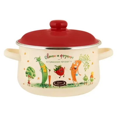 Кастрюля эмал конич Веселые овощи 2,0л ТМ Appetite