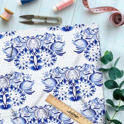 Ткань футер 2-х нитка крупная отзеркаленная гжель