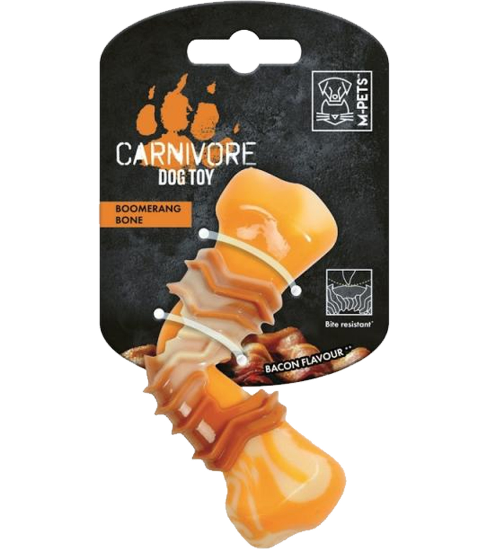 Игрушка для собак Карнивор кость бумеранг, вкус бекона, желтая 15.5*6.1*3.7 см MPets 10650299