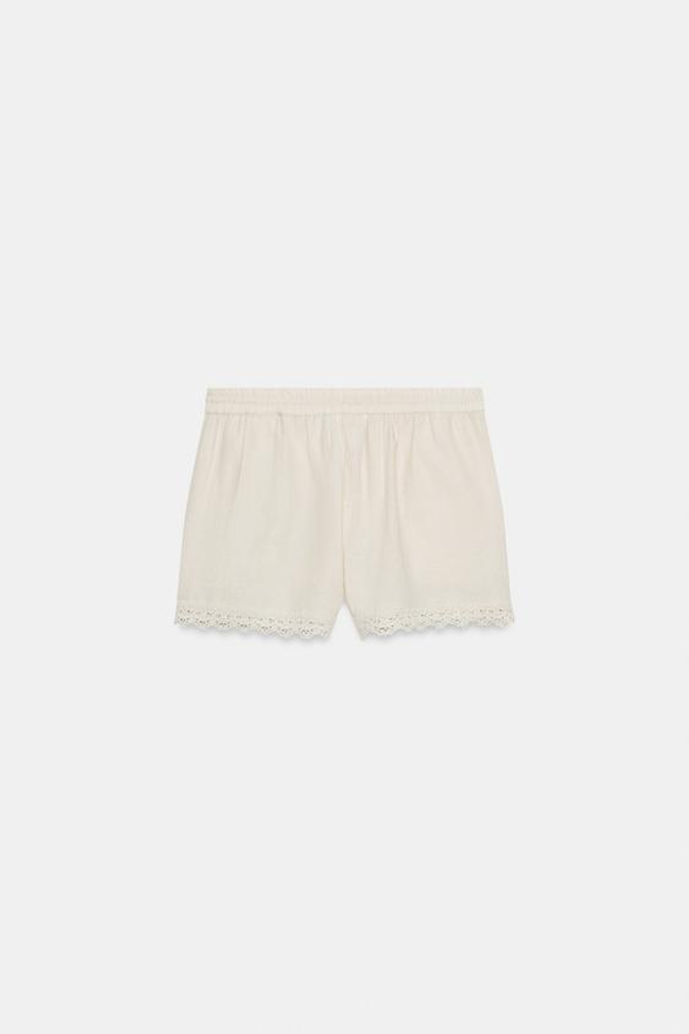 ZARA ШОРТЫ ИЗ ЛЬНА С ВЫШИВКОЙ — ZW COLLECTION, ЭКРЮ