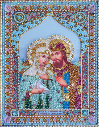 И-26 Набор для вышивания хрустальными камнями Святые Петр и Феврония
