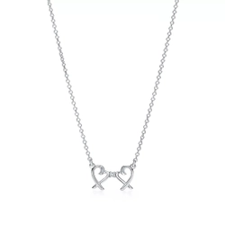 Подвеска из серебра 925 с бриллиантом , Tiffany, С двойными любящими сердцами 💞💠