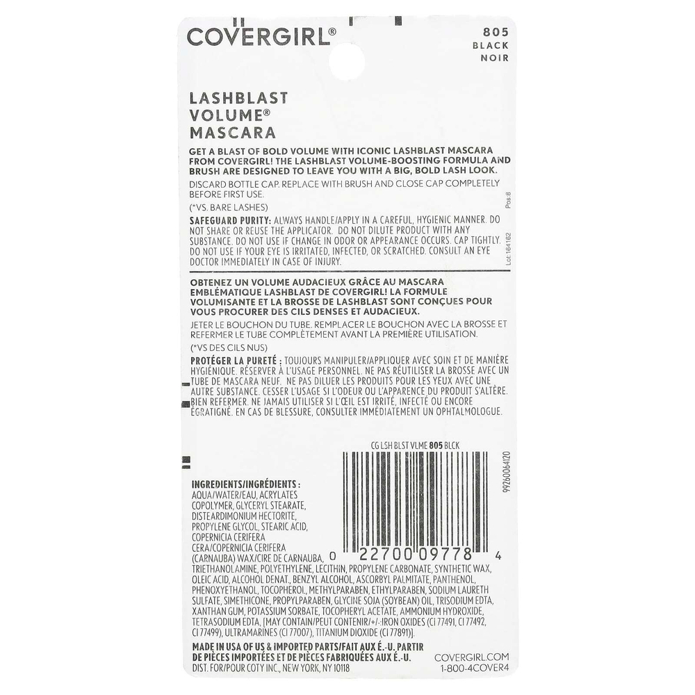 Covergirl, Lash Blast Volume, тушь для ресниц, оттенок 805 черный, 13,1 мл (0,44 жидк. унции)