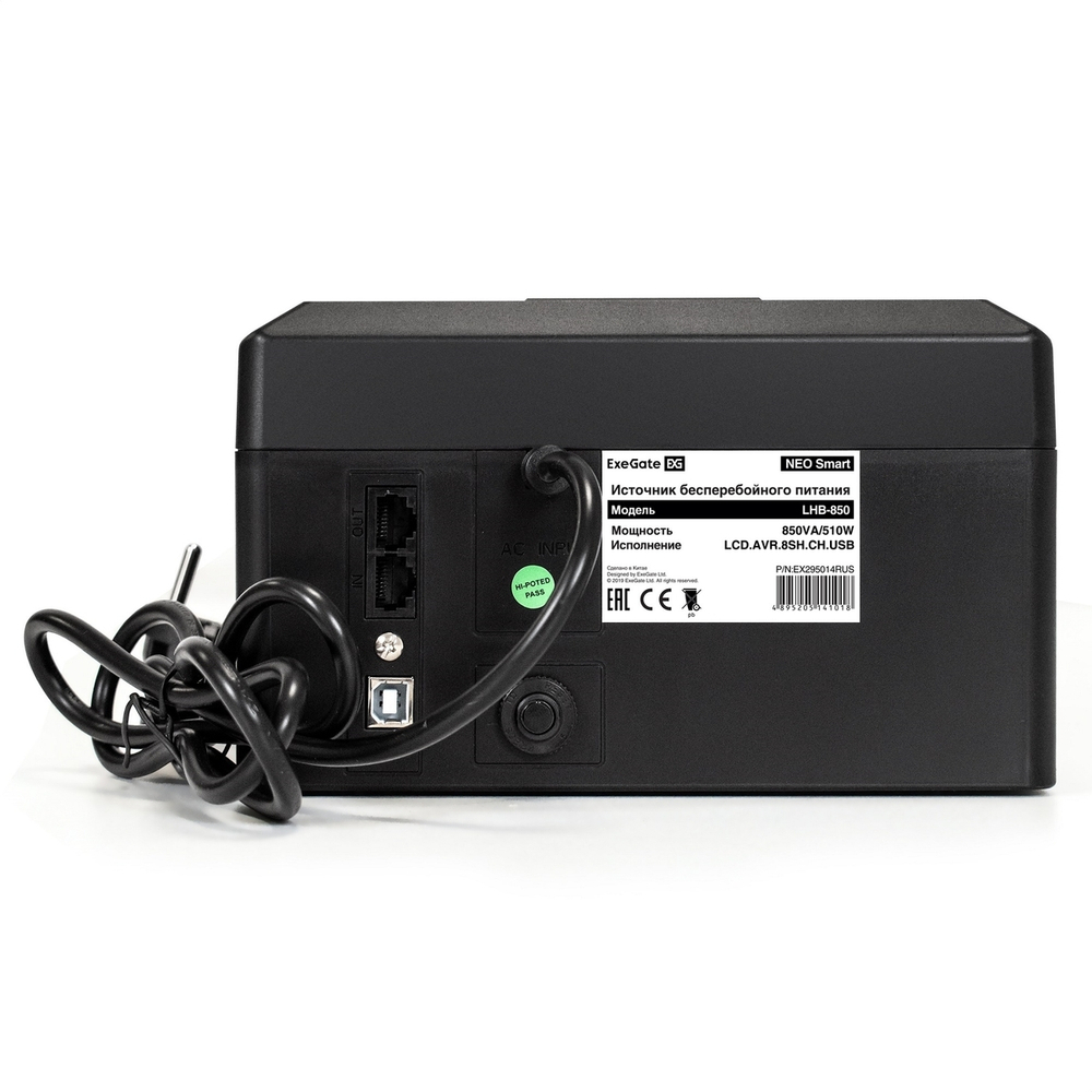 Источник бесперебойного питания  Exegate NEO Smart LHB-850.LCD.AVR.8SH.CH.RJ.USB