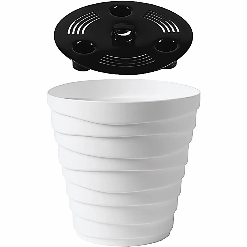 Кашпо для цветов пластиковое 1,4л d-14,5см «Бархан» Белый