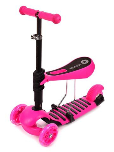 Самокат 3-колесный с сиденьем 56x14x70.5см,перед.колесаPUсо вспышкой, зад.колесоPVC,макс.нагруз.30кг