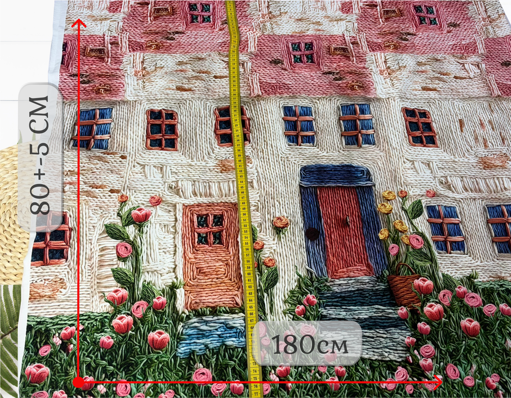 Футер вязаные домики купон 80-см+-5см