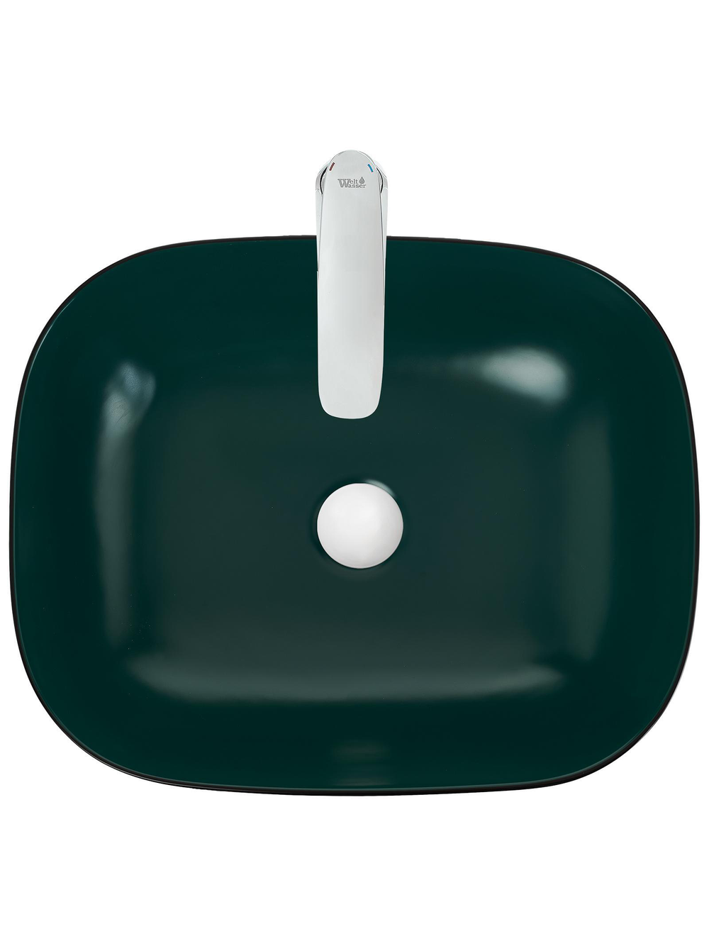 Раковина накладная (матовая черно-зеленая) WeltWasser WW  ELBACH M2143 BBG 490х395х150