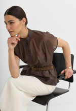 Блуза со складками, шоколадная