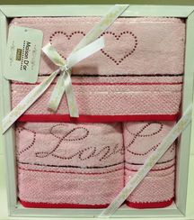 Набор полотенец  LOVE ЛАВ 3пр 30х50 50х100 и 70х140 Maison Dor Турция