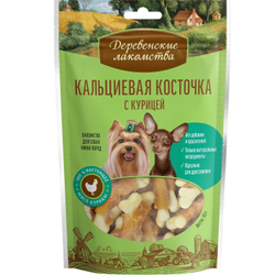 Лакомство "Деревенские лакомства" для собак мини-пород Кальциевая косточка с Курицей, 55 г х 3 шт