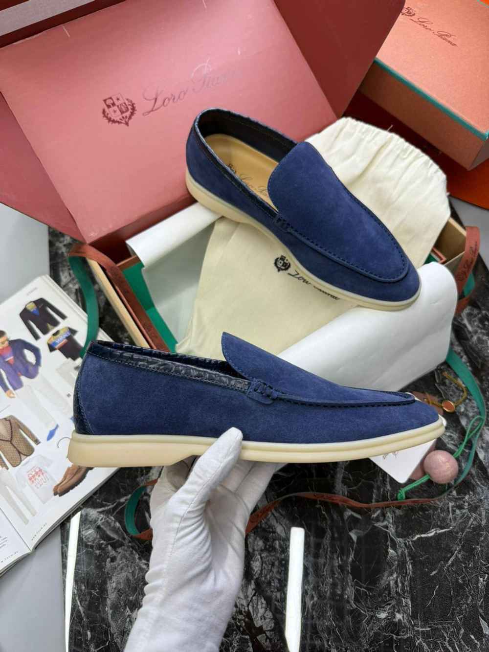 Лоферы Loro Piana вставка из кожи крокодила