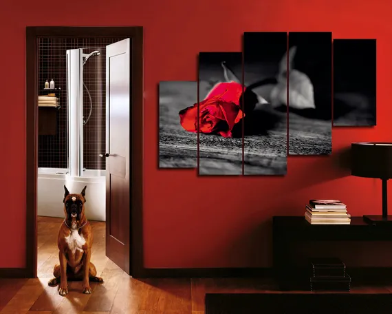 Модульная картина "Роза на черно-белом фоне"