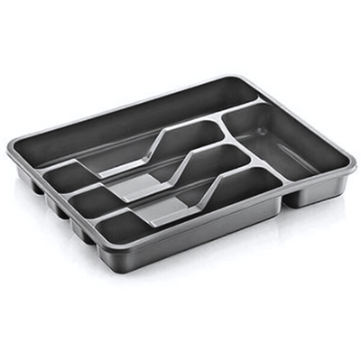 Лоток для столовых приборов маленький темно-серый