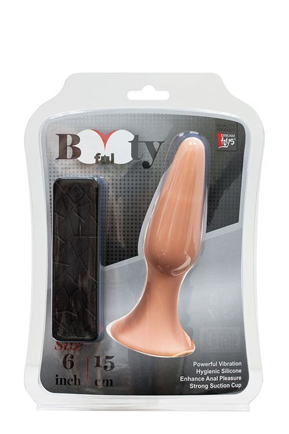 Телесная анальная пробка с вибрацией BOOTYFUL 6INCH SLIM INTRUDER - 15 см. (Цвет: телесный)