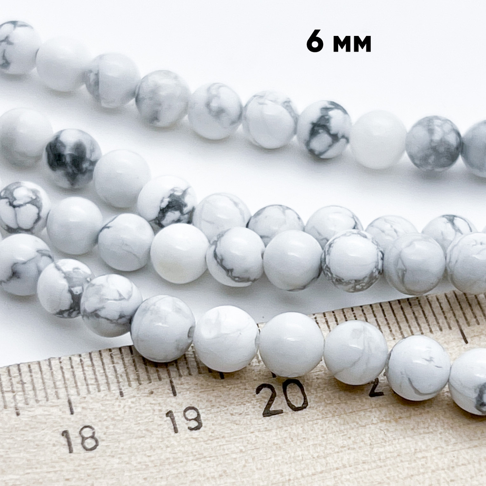 Магнезит бусины, диаметр 6,2-6,4 мм, цена за 28-29 шт (1/2 нити)