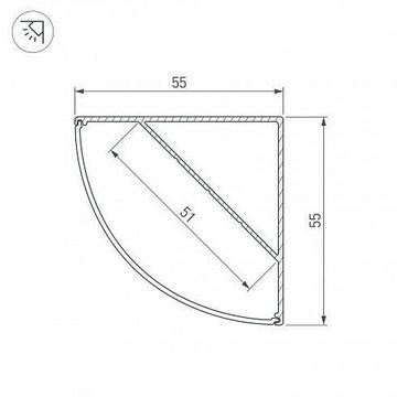 Профиль угловой 2м 044578 серебристый KANT-H55-2000 ANOD Arlight