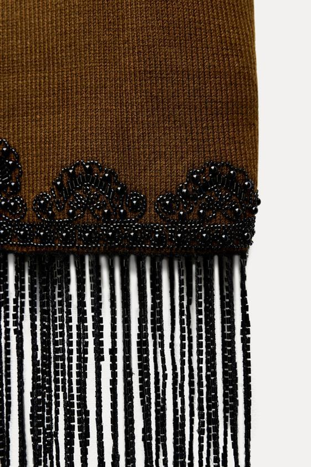 ZARA ТРИКОТАЖНЫЙ ЖИЛЕТ С БИСЕРОМ, КОРИЧНЕВЫЙ