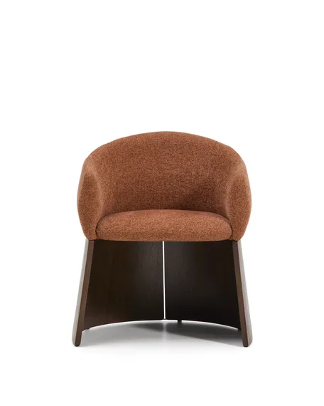 Стул Bosca из терракотового шенилла с ножками из шпона ореха