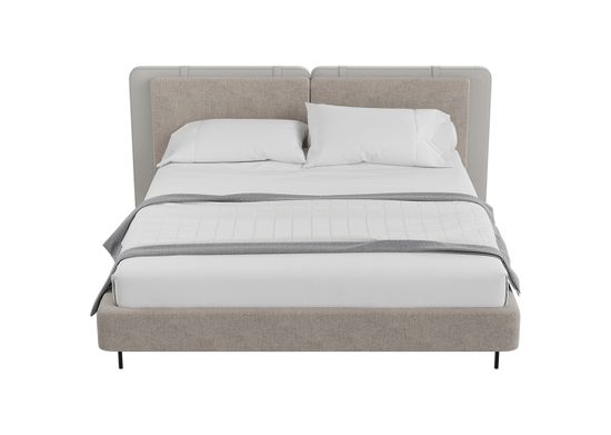 Кровать двуспальная Hub 180 см (бежевый, экокожа, рогожка)