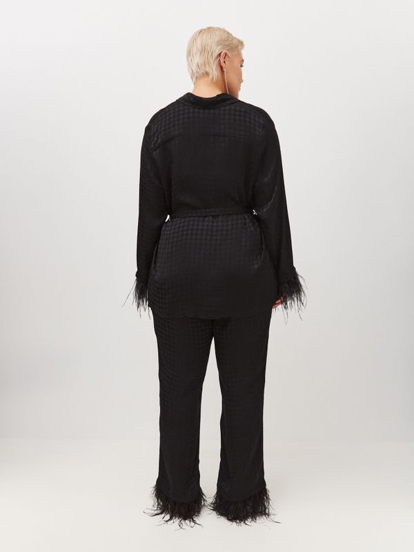 Брюки из вискозы с перьями, черный