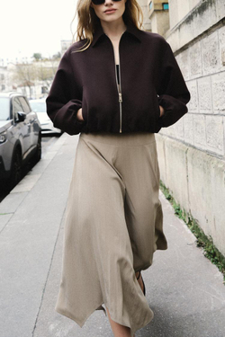 ZARA ЮБКА МИДИ АСИММЕТРИЧНОГО КРОЯ, СВЕТЛЫЙ ЖЕЛТО-КОРИЧНЕВЫЙ