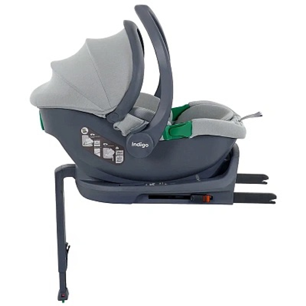 Автолюлька Indigo Minky I-Size с базой 0+ (40-87см) светло-серый