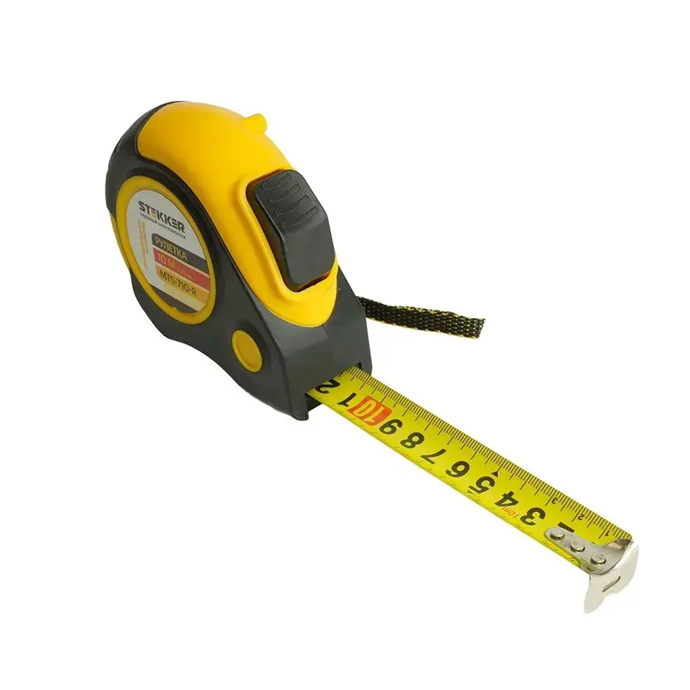Рулетка, 10 м х 25 мм, прорезиненное покрытие, II класс точности, автостоп Stekker MTS-710-R 50204
