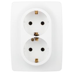 Розетка ЭРА Серия 12 12-2106-01М , 2X2P+E Schuko, 16А-250В, белый матовый