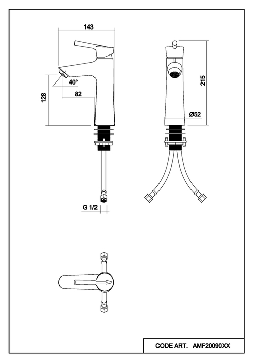 Смеситель для раковины Abelsberg Solida AMF20090BG, королевское золото