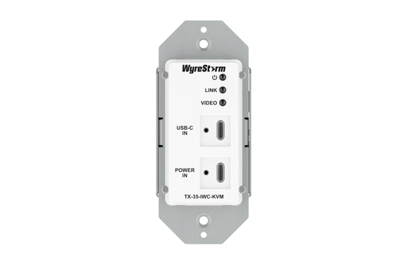 Wyrestorm TX-35-IWC-KVM - встраиваемый в стену HDBT передатчик Type-C по витой паре до 70 м (FullHD), 35 м (4K), DP Alt Mode, HDCP 2.2, PoH, RS232, USB 2.0