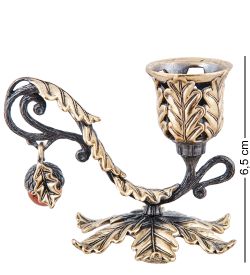 Народные промыслы AM-3986 Подсвечник «Дубовая веточка» (латунь, янтарь)
