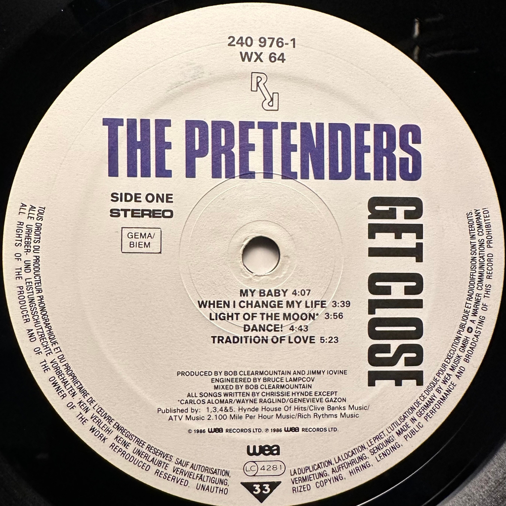 The Pretenders- Get Close (Германия 1986г.)