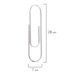 Скрепки BRAUBERG, 28 мм, оцинкованные, 100 шт., в картонной коробке, 227583