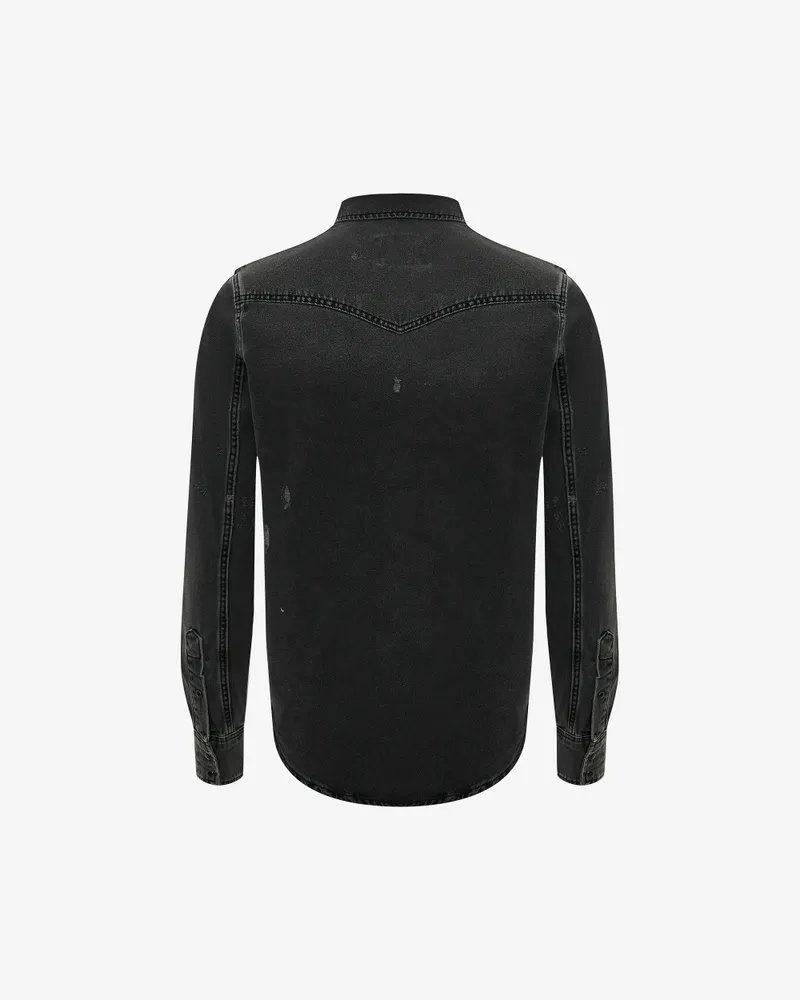 Серая рубашка из денима с карманами