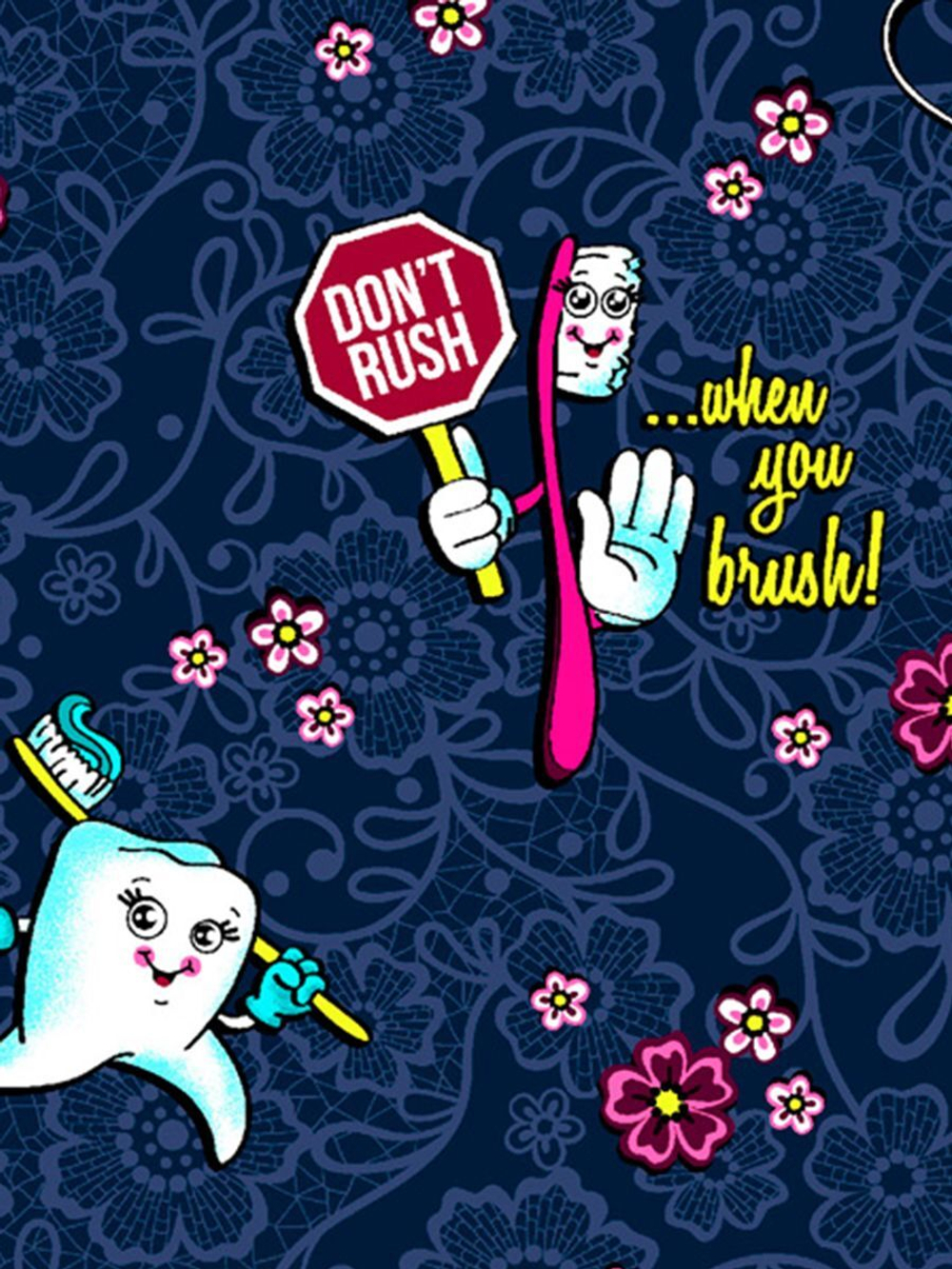 Топ медицинский женский Dickies DK704, принт "Зубной смех", серый, L