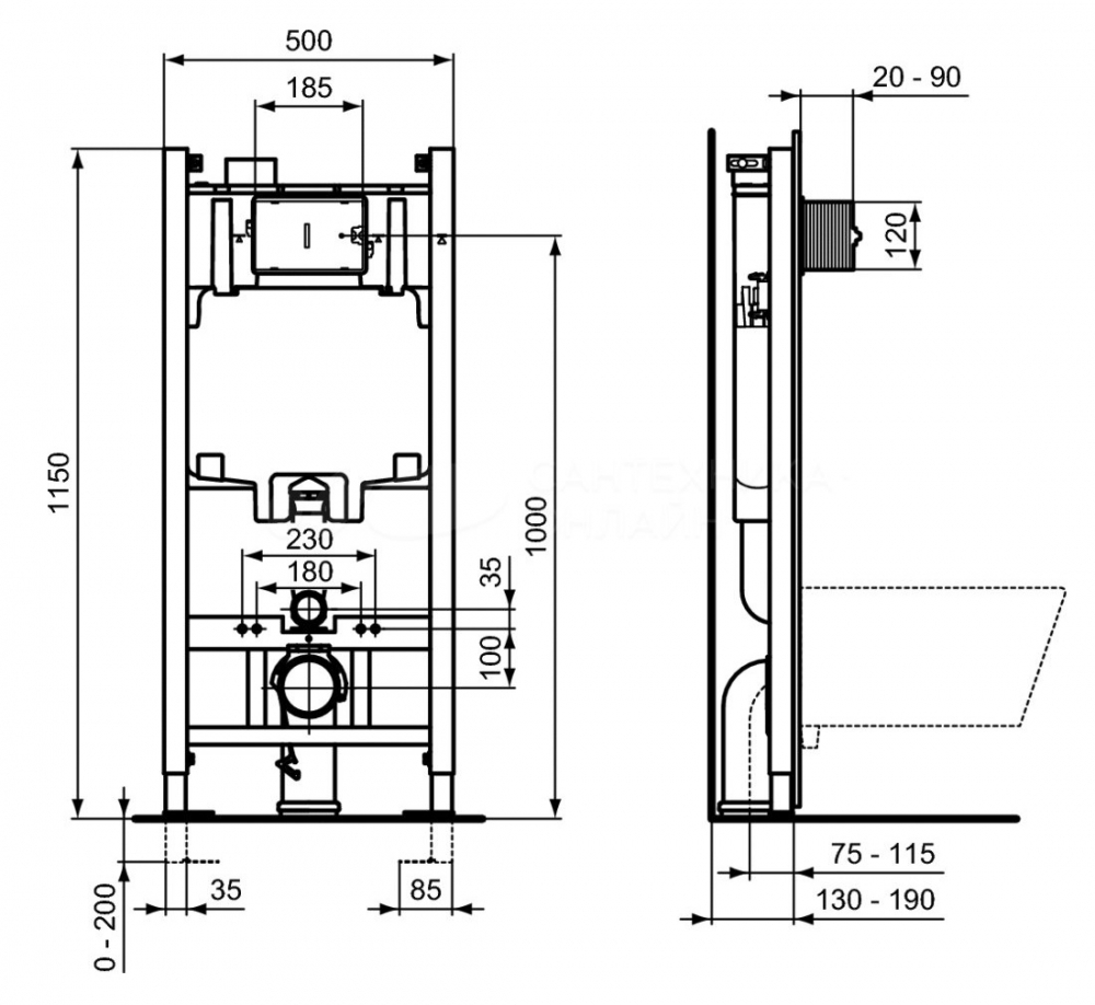 Встраиваемая инсталляция Ideal Standard PROSYS 2.0 R046367