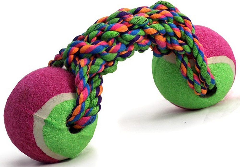 Игрушка для собак Веревка 2 мяча,65/200мм