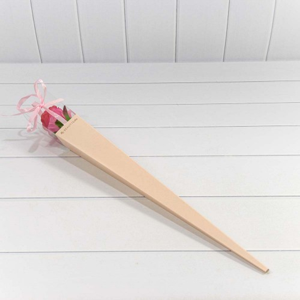 Коробка Ваза для цветов 6х6х60 см "Для одной розы" (Розовый)