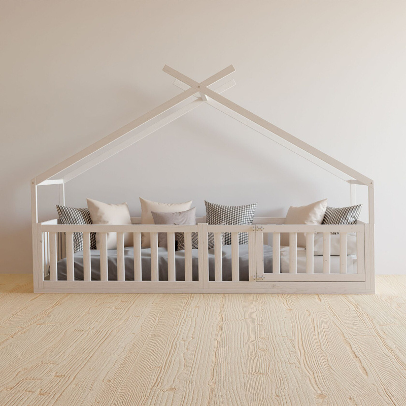 Надстройка к односпальной кровати 90х200 Афина из массива сосны, белая (2 вариант)