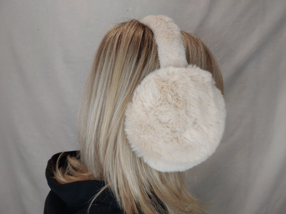 Наушники меховые теплые для занятия спортом уютные светло-бежевые наушники, демисезон/зима, мультиколор