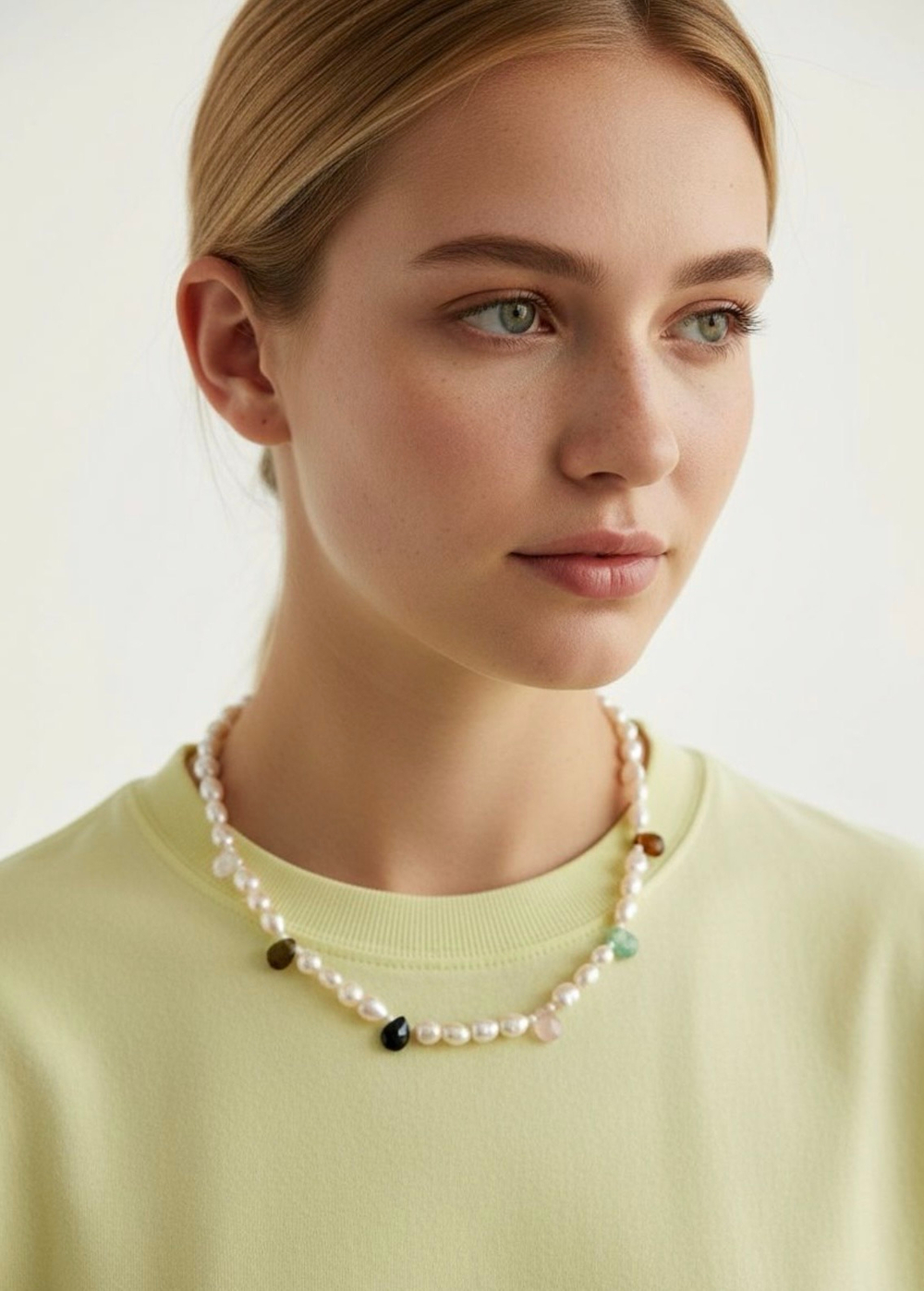 Ожерелье Лепесток из жемчуга и камней