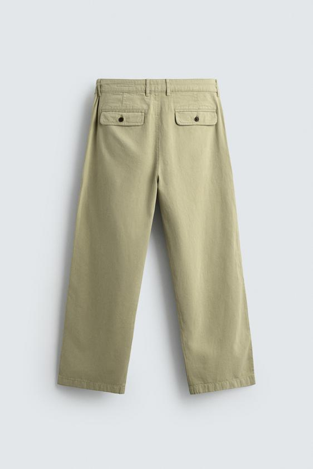 ZARA БРЮКИ STRAIGHT FIT С ЭФФЕКТОМ ПОТЕРТОСТИ, ЛИНЯЛЫЙ ЗЕЛЕНЫЙ