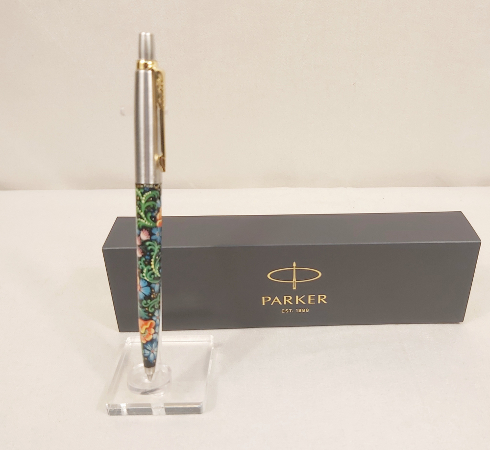 Ручка "Цветы" с ручной росписью Палех